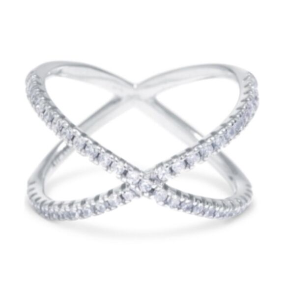 NWT Giani Bernini Cubic Zirconia Crisscross Statement Ring in Sterling Silver - Picture 1 of 4